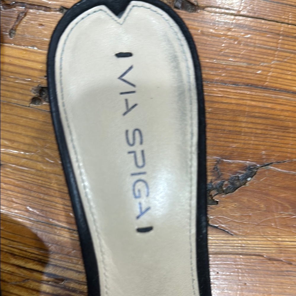 Via Spiga Black Mules Sleek Suede Comfort Slide On Block Heels Shies Size 9 39 - Picture 2 of 10
